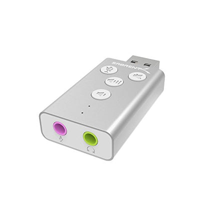 SABRENT Aluminum USB External 3D Stereo Sound Adapter for Windows and Mac. Plug and Play No Drivers Needed. [Silver] (AU-DDAS) - color: Silver