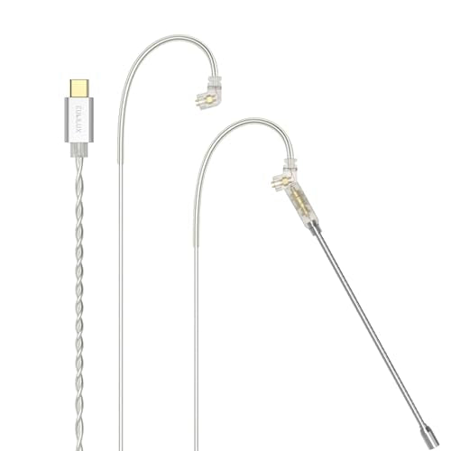 USB Type C 2-Pin 0.78mm IEM Cable with Microphone, Silver Plated OFC Wires Replacement Cable with Detachable Boom MIC for Wan'er S.G, ZS10 Pro, ZS10 Pro X, ZSN PRO, ZSX, 4 Feet - style: USB C