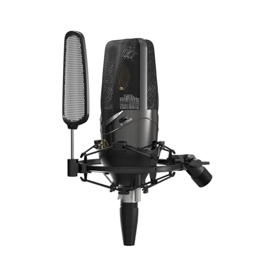 iCON Nova 3 Large Diaphragm Condenser Microphone with XLR Shock Mount | Large Diaphragm Condenser Microphone, 34mm Gold Capsule, Cardioid XLR Mic, Shock Mount for Studio Recording.