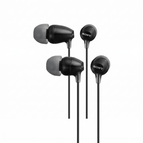 Sony MDREX15LP in-Ear Earbud Headphones, Black, Model Number: MDREX15LP/B (Pack of 2) - color: Black (Pack of 2), style: 3.5mm Aux, No Mic