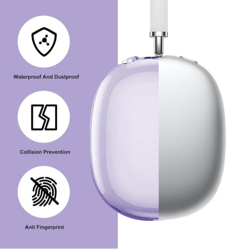 MOLOPPO Transparent Purple Case for AirPods Max 2/1 | Soft TPU, Protective, Anti-Scratch, Slim Fit Design, Multi-Gen, USB-C, Lightning - color: C-Transparent Purple