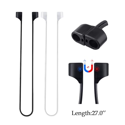 BlingKingdom 2 PCS Magnetic Anti-Lost Straps, Wireless Earbud Lanyards | Earbud Holder, Soft Silicone, Compatible with AirPods Pro, Lanyard for Sports Running