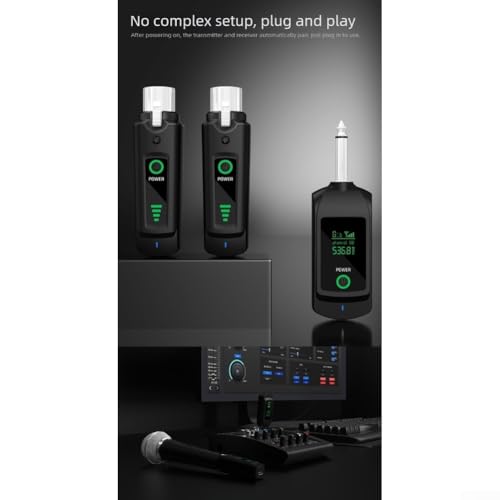 FABULETTA Wireless XLR Microphone System, 2.4G Dynamic Mic Transmitter with 80m Range, Rechargeable for Live Stage, Church, and Public Speaking Events(1 in 2)