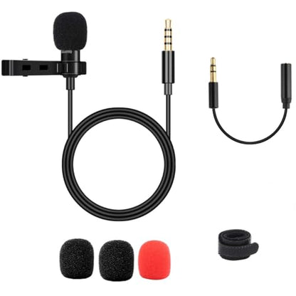 Omnidirectional Lavalier Microphone 3.5mm Clip-on for Laptop Smartphone