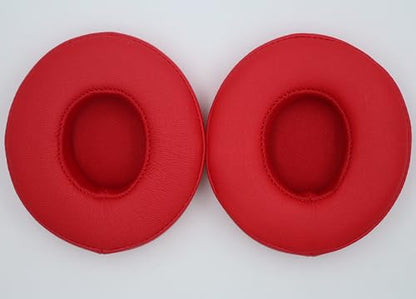 Headphone Replacement Ear Pad Cover Compatible with Beats by Dre Solo3 Solo2 Wired Wireless Headphones Protein Leather Memory Foam Headphone Cushion Ear Muffs-red - color: red