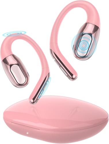 Open Ear Headphones Bluetooth 6.0 Immersive Stereo, 2026 Wireless Sports Earbuds with Wide Area Tap, 45Hrs Lightweight Comfort Ear Buds with ENC Mic, IPX7 Waterproof Earphones for Gym/Running Rose - color: Rose