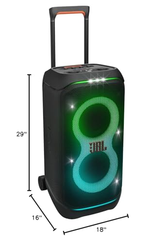 JBL PARTYBOX Stage 320 Portable Party Speaker Bundle with 2 Wireless Microphones (Black)
