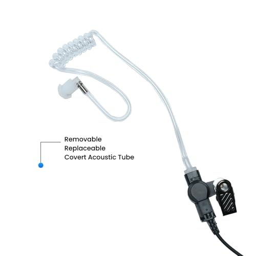 2 Wire Surveillance Kit Covert Acoustic Tube Police Earpiece Headset PTT MIC Compatible with Kenwood Baofeng BF-888s UV-82 UV5r 2 Way Radio Walkie Talkie 2 Pin