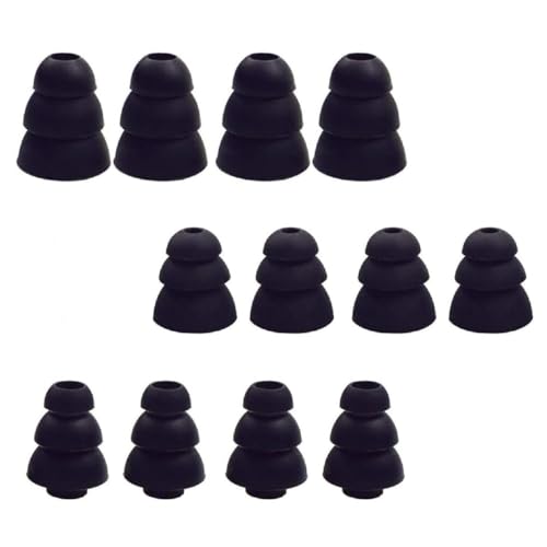 6 Pairs Triple Flange Ear Tips, Eargels, Noise Cancelling Earpads Eartips Gels Bud Compatible with Inside Diameter 4mm-5mm Earbuds(Inner Hole 4mm), S/M/L, Black 431b6p