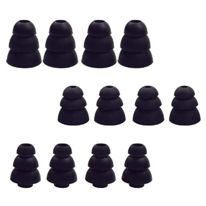 6 Pairs Triple Flange Ear Tips, Eargels, Noise Cancelling Earpads Eartips Gels Bud Compatible with Inside Diameter 4mm-5mm Earbuds(Inner Hole 4mm), S/M/L, Black 431b6p