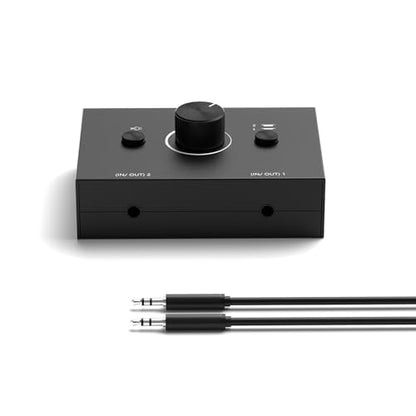 Dingsun 3.5mm Audio Switch, Stereo Audio Selector Box Passive Speaker Headphone Manual Selector with Volume Control (1 in-2 Out/ 2 in-1 Out) - style: 3.5mm audio switch