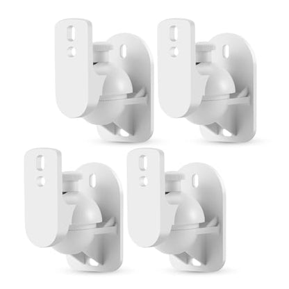 TNP Universal Satellite Speaker Wall Mount Bracket Ceiling Mount Clamp with Adjustable Swivel and Tilt Angle Rotation for Home Theater Surround Sound System Satellite Speakers - 4 Pack, White - color: White, size: 4 Pack