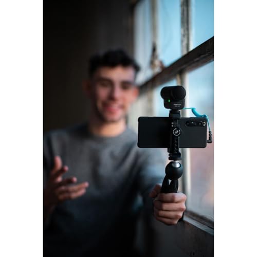 SENNHEISER Professional MKE 400 + Mobile Kit, Directional On-Camera Microphone with Smartphone Clamp & Manfrotto PIXI Mini Tripod, 509257, Auxiliary,Black | Supercardioid microphone with Manfrotto tripod and smartphone clamp for vlogging, filmmaking and c