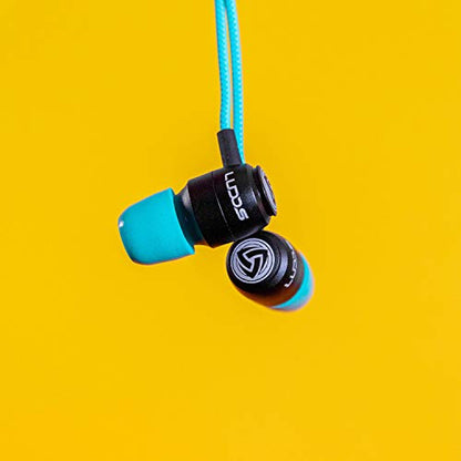 LUDOS Clamor Wired Earbuds in-Ear Headphones, 5 Years Warranty, Earphones with Mic, Noise Isolating Ear Buds, Memory Foam for iPhone, Samsung, School Students, Kids, Women, Small Ears - Turquoise - color: Turquoise, style: 3.5 mm