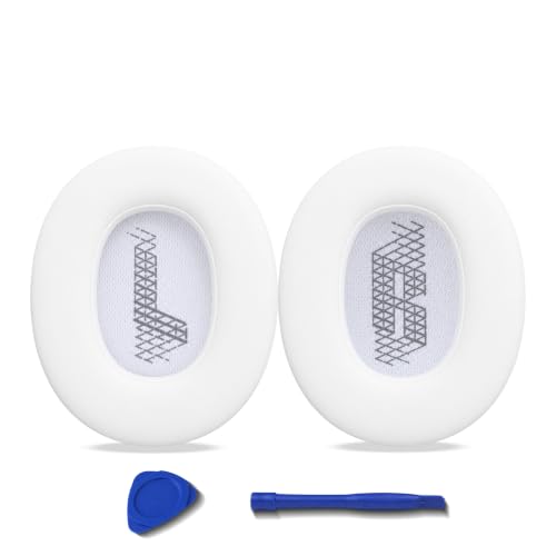 Replacement Ear Pads for JBL E65BTNC/Live 650BTNC/Live 770NC/Live 660NC/Duet NC Headphone, Extra Thick Cushions, Ear Cups Cover, Soft Leather＆Memory Foam Headset Earpads (White) - color: White