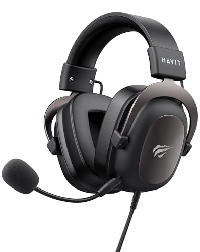 havit H2002d Gaming Headsets for PS4,PC, 53MM Drivers Surround Sound PS5 Headset with Mic Gaming Headphones with Mic Durable Aluminum Frame Valentines Gifts for Men