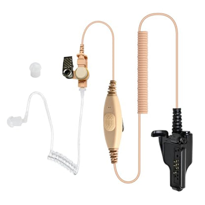 WODASEN XTS2500 Walkie Talkie Earpiece Acoustic Tube Ear Pieces with Dual PTT Mic Push-to-Talk Microphone Headset for XTS1500 XTS3000 XTS3500 XTS5000 Radio