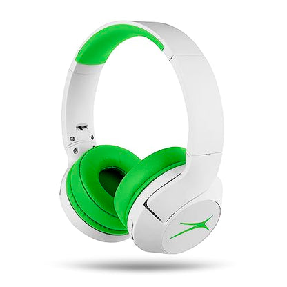 Altec Lansing Kid Safe Noise Cancelling Wireless Headphones 15H Battery, 85dB Volume Limit, Foldable Design Powerful Sound, Active Noise Cancellation Perfect for Kids Ages 7+ - color: Whiteout Funky Green