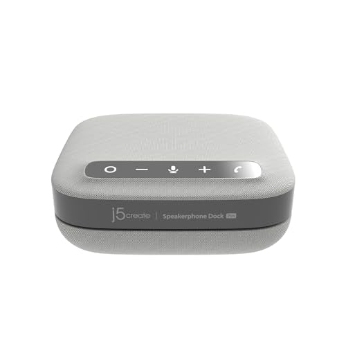 j5create USB-C Dual 4K Speakerphone Dock Pro, Dual 4K HDMI Audio Dock | for Video Conference, USB-A x 2, USB-C, Gigabit ethernet, Pass-Through Charging - Works with Teams, Zoom (JCDS337)