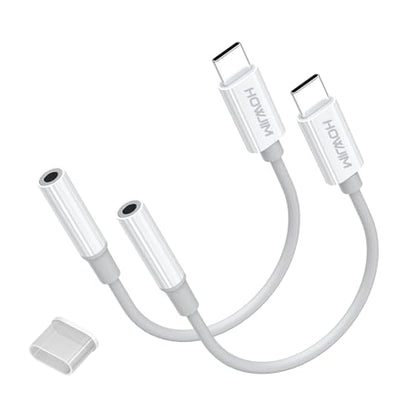 USB C to 3.5mm Headphone Jack Adapter 2PCS,USB C to Aux Audio Dongle - color: White 2P