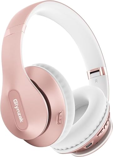 Wireless Bluetooth Headphones Over Ear V6.0 HiFi Stereo with Mic | 65H Playtime 6EQ Modes Foldable Bluetooth Headset with Microphone for Travel Smartphone Computer Laptop Rose Gold - color: Rose Gold
