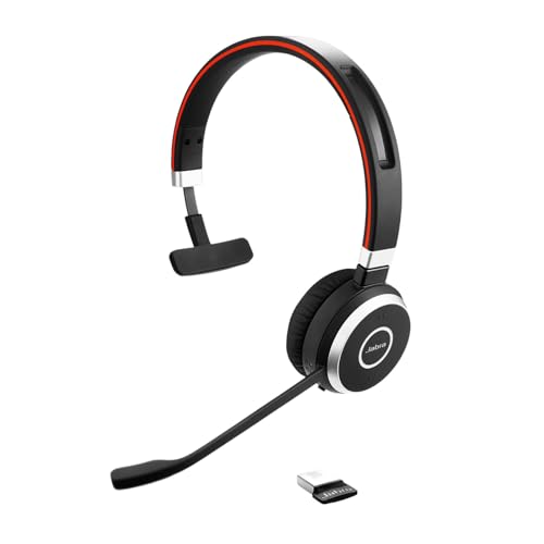 Jabra Evolve 65 SE Mono Wireless Headset - Bluetooth Headset with Noise-Cancelling Microphone, Long-Lasting Battery, and Dual Connectivity - MS Teams Certified, Works with All Other Platforms - Black - size: MS Teams, style: Mono