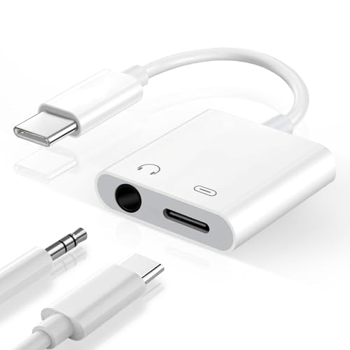 Seulliya USB C to 3.5mm Headphone Jack and Charger Adapter, 2-in-1 Audio & Fast Charging Splitter for Apple iPhone 17/16/15/Pro/Pro Max, iPad, Samsung, Pixel, and More 1Pack - color: White