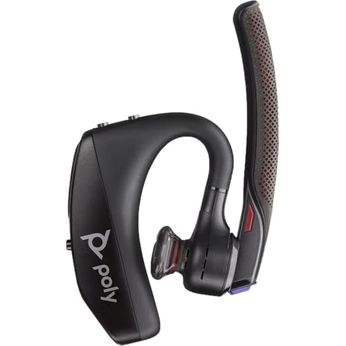 Poly Voyager 5200 UC Bluetooth Headset 7K2F3AA Bundle with Goby Labs Cleaner, Fiber Cloth, Ear Tips, Case, Cable | For Calls, Meetings & Communication | Includes Case + Cleaner + Microfiber Cloth + Charging Cable (7K2F3AA)