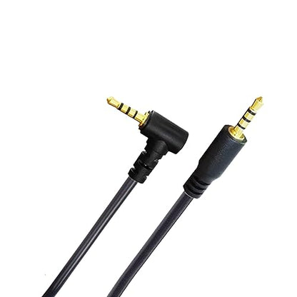 Seadream Coiled 2.5mm Stereo Audio Cable Coiled 2.5mm to 2.5mm Angled Male to Male TRRS Stereo Headset Headphone Jack Gold Plated Connector Wire Cord Plug Cable 4 Pole (Angled M to Straight)
