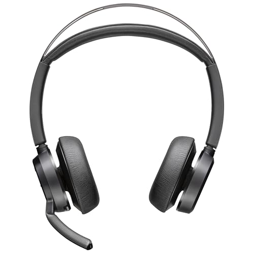 Poly - Voyager Focus 2 UC USB-A Headset (Plantronics) - Bluetooth Dual-Ear (Stereo) Headset with Boom Mic - USB-A PC/Mac Compatible - Active Noise Canceling - Works with Teams (Certified), Zoom & more - style: Headset, Teams Version