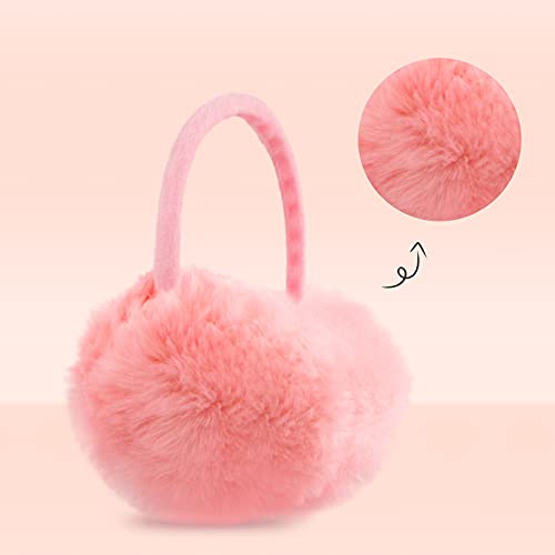 POXIMI Women Winter Earmuffs Girl Ski Adjustable Ear Covers for Kid Cute Bow Ear Warmer Outdoor Earmuff Fleece Lining - color: C-pink