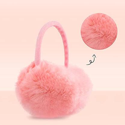 POXIMI Women Winter Earmuffs Girl Ski Adjustable Ear Covers for Kid Cute Bow Ear Warmer Outdoor Earmuff Fleece Lining - color: C-pink