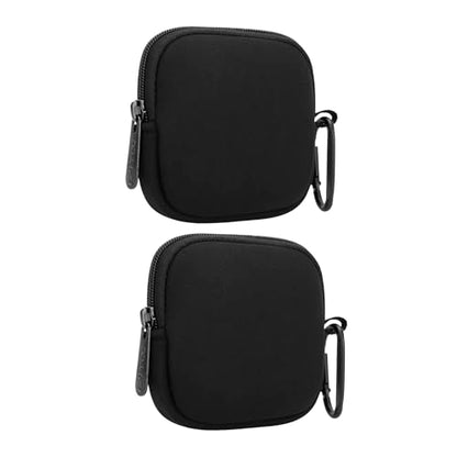 E-Tree 2-Pack Mini Neoprene Pouch Bag with Carabiner Clip – Small Zippered Organizer Case for AirPods, USB Cables, MagSafe Adapter, Earphones Memory Cards Tech Accessories | Coin Purse Wallet | 3.15"