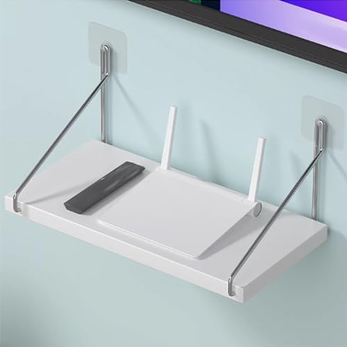 HERCHR Small Floating Shelves, Speaker Shelves Cable Box Shelf Projector Shelf Router Shelf Wall Hanging Shelf Floating Entertainment Center Shelves for Home(White)