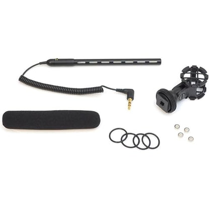 Pyle Camera-Mount Shotgun Microphone, Back Electret Condenser, Line-Gradient Pattern, 3.5mm Connector, 42dB Sensitivity, 50Hz-18kHz, Windscreen & Mic Holder, On-Camera Condenser Mic for Clear Audio