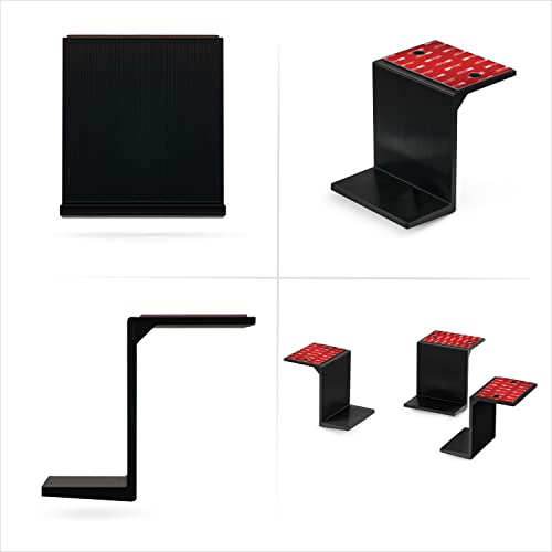 BRAINWAVZ 3” Under Desk Laptop & Device Holder Mount, Adhesive & Screw in, Devices Upto 3" - Small Computers Laptops MacBook Surface Keyboard Routers Modems Cable Box Network Switch & More (Black) - color: Black