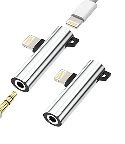 Iphone AUX Adapter for Headphone Jack Cable Dongle(2Pack)2in1 3.5mm to Lightning Splitter Apple MFI Certified Audio Charger Cord Adaptador Para for 13 12 11 14 Pro Max 7 8 Plus X Xr Earphone Converter