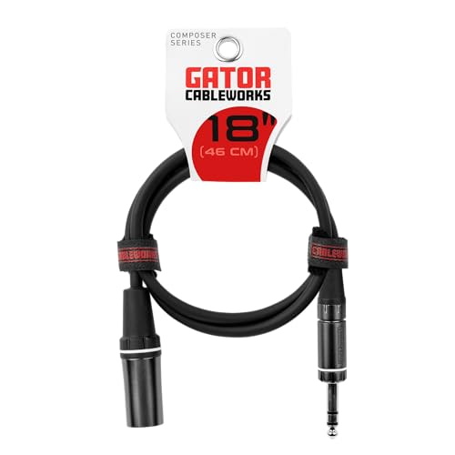 by Gator Cases Composer Series Deluxe 18 Inch XLR Male to TRS Cable, (GCWC-XLR-18INMTRS) - size: 18 Inch, style: TRS/XLR Male