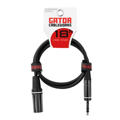 by Gator Cases Composer Series Deluxe 18 Inch XLR Male to TRS Cable, (GCWC-XLR-18INMTRS) - size: 18 Inch, style: TRS/XLR Male