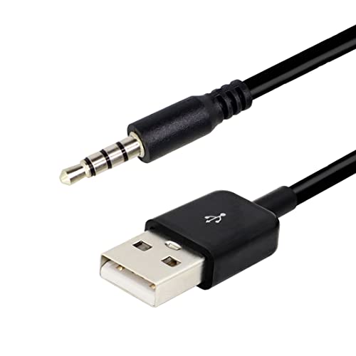 YACSEJAO USB to 3.5mm Audio Jack Coiled Cable, Male AUX to USB 2.0 Adapter Cord for MP3 Players, Headphones