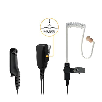 Sheepdog Microphones Acoustic Tube Earpiece with Microphone, Compatible with Motorola N70, N50, N30, R7, ION and MXP600, Black Cable (SPM-1300-M20), Premium Headset