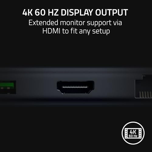 Razer USB-C Dock, 11-in-1 Portable Travel Hub, 85W, Black