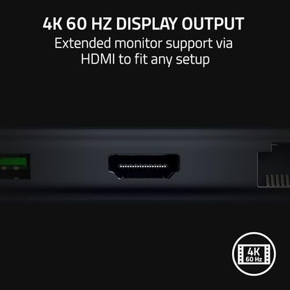 Razer USB-C Dock, 11-in-1 Portable Travel Hub, 85W, Black
