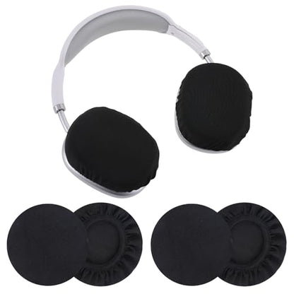 Piriuuo 2 Pairs Headphone Covers, Washable Headphone Ear Covers Stretchable Headphone Covers for Ears Black Headset Ear Covers Earphone Covers Headphone Ear Covers Replacement