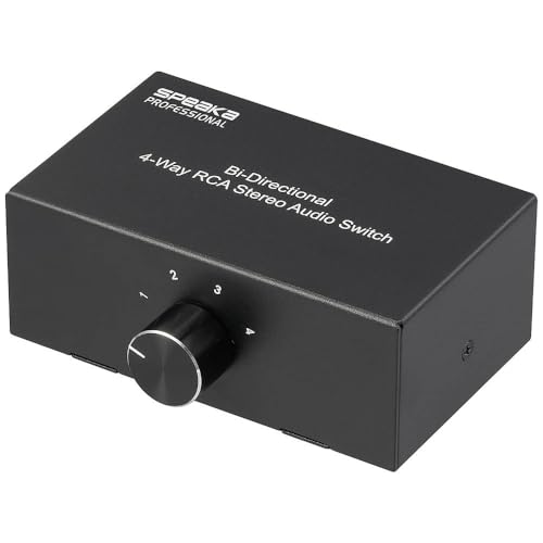 Professional SP-AS-500 4 Ports RCA Audio Switch Metal Enclosure