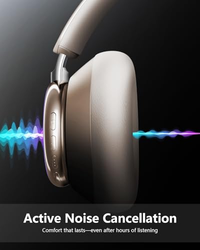Wentronic Y03 Bluetooth Headphones Wireless Active Noise Cancelling Over Ear Headphones 48 Hours Playtime High Sound Quality 6 EQ Music Mode Headphones with Soft Ear Cushion - Starlight - color: Starlight