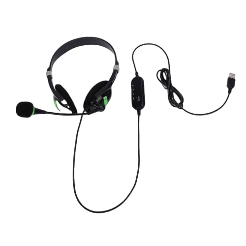 Gaming Headset, Lightweight 70g Design with Noise Cancelling Microphone USB Headset, Wired with in Line Control for PC Laptop Office Work Call Center