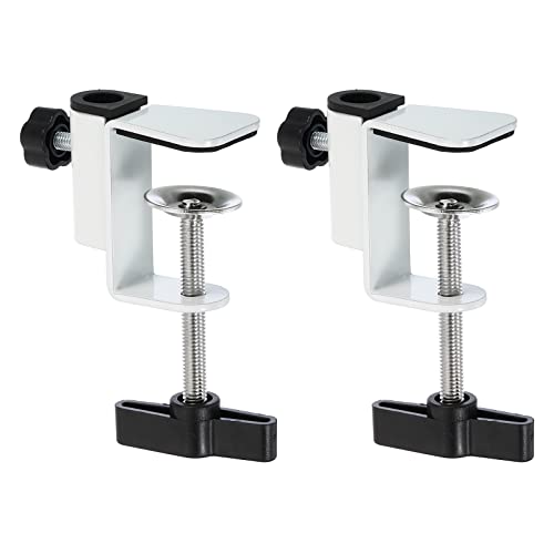 PATIKIL 0.49" Hole Dia. Desk Clamp, 2 Pcs Universal C-Clamp Base with Adjustable Screw for Microphone Mic Arm Table Lamp Mount Holder, White - color: White