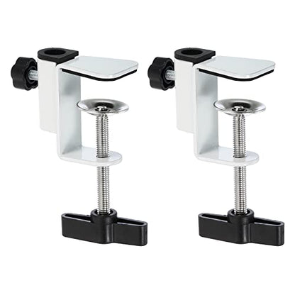 PATIKIL 0.49" Hole Dia. Desk Clamp, 2 Pcs Universal C-Clamp Base with Adjustable Screw for Microphone Mic Arm Table Lamp Mount Holder, White - color: White