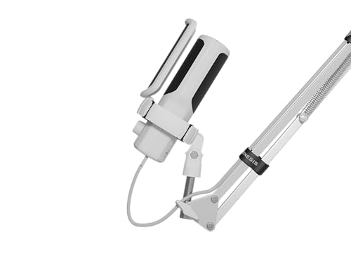 Genesis Radium 251 USB Gaming Microphone with 5 Arm - Condenser, 192kHz/24bit, RGB Illumination, Pop Filter, Gain Dimmer, Silent Button, Real-Time Monitoring, Plug & Play for PC - style: Radium 251 White